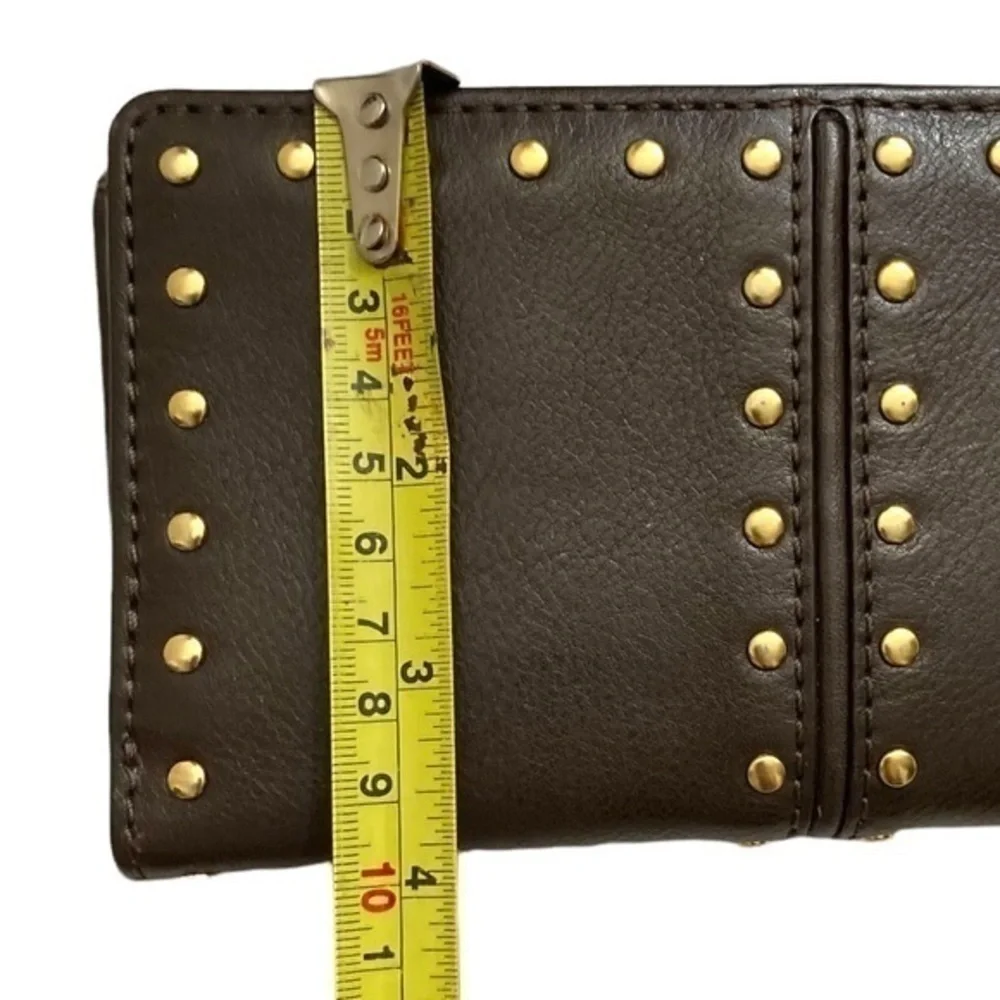Michael Kors brown leather studded wallet tons of card slots!!!!